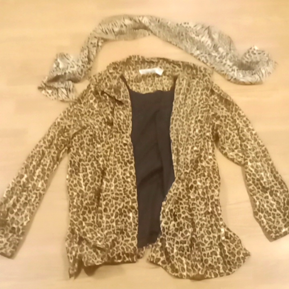 Leopard print shirt and scarf